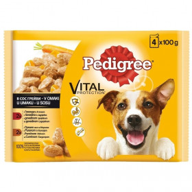 Пауч за кучета PEDIGREE - с говеждо, агнешко, пуешко и моркови 4 бр.X100гр.